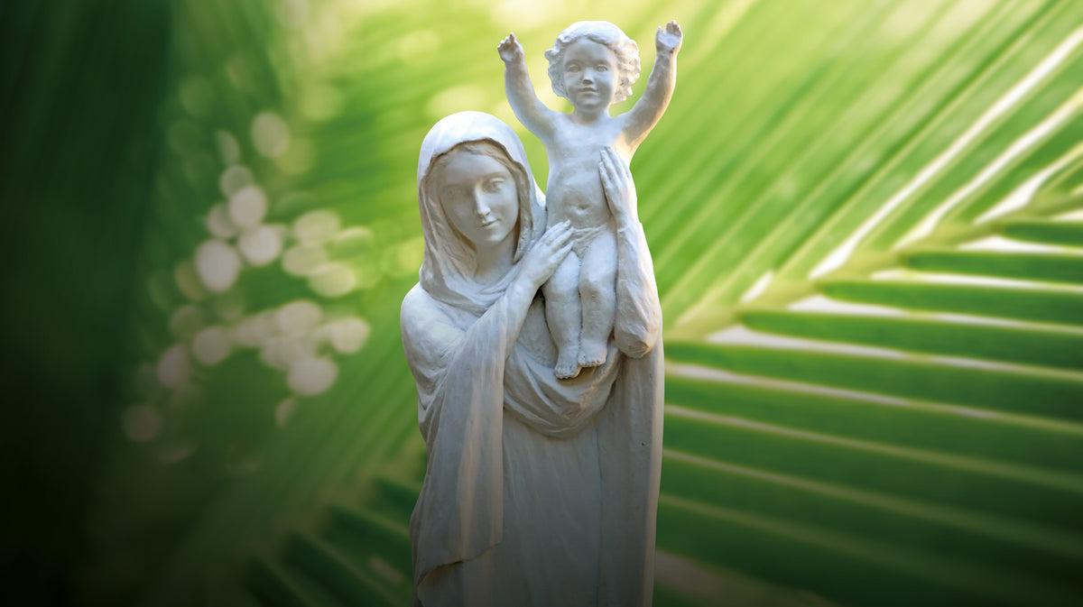 Statue Notre Dame de France Rameaux Vert